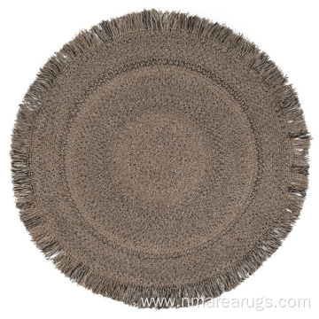 Hand braided woven round boho area rugs